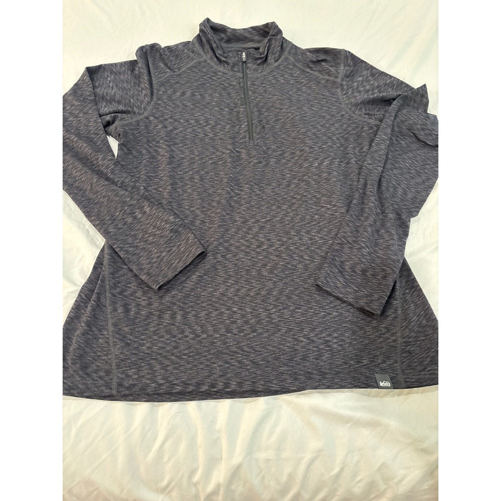 REI Co-op Womens XL Quarter Zip Pullover Charcoal Grey Space Dye Athletic Top